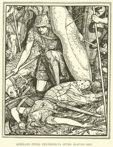 Achilles har ondt af Penthesilea efter at have dræbt hende af Henry Justice Ford