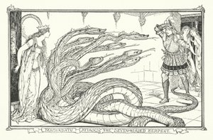 Bensurdatu angriber den syvhovedede slange (gravering) af Henry Justice Ford