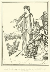 Helen påpeger hovedheltene i den græske vært for Priam af Henry Justice Ford