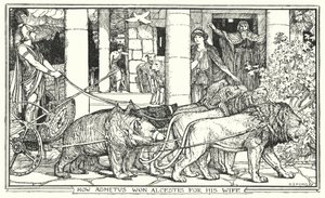 Hvordan Admetus vandt Alcestis for sin kone (litho) af Henry Justice Ford