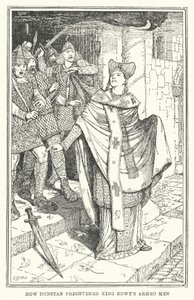 Hvordan Dunstan skræmte kong Edwys bevæbnede mænd (litho) af Henry Justice Ford