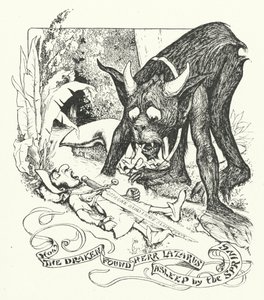 Hvordan Draken fandt Herr Lazarus sovende ved kilden (gravering) af Henry Justice Ford