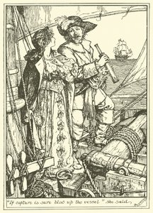 "Hvis det er sikkert at fange skibet, skal det sprænges i luften", sagde hun (gravering) af Henry Justice Ford