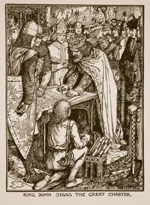 King John synger The Great Charter, illustration fra 