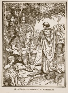 St. Augustine prædiker for Ethelbert, illustration fra 