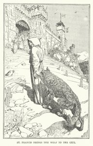 Sankt Frans bringer ulven til byen (litho) af Henry Justice Ford