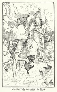 Dervish, der drukner grisene (gravering) af Henry Justice Ford