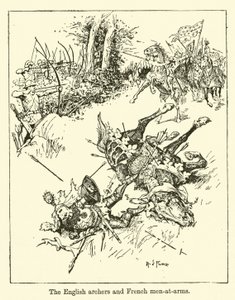 De engelske bueskytter og franske stridsmænd af Henry Justice Ford