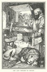 Løven nægter at tage afsted (litho) af Henry Justice Ford