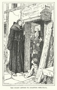 Præsten lytter til Colette prædiken (litografi) af Henry Justice Ford
