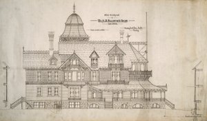 Hus for hr. S.W. Allerton, Lake Geneva, Wisconsin: West Elevation af Henry Lord Gay