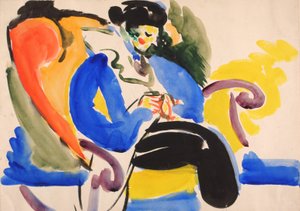 Kalligrafisk #2 kvinde på stol, 1914-1918.