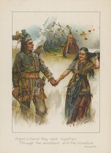 Hånd i hånd gik de sammen gennem skoven og engen (chromolitho) af Henry Marriott Paget