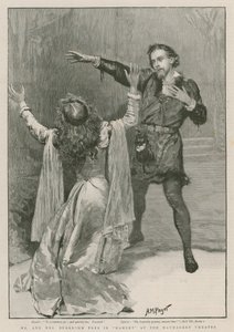 Mr og Mrs Beerbohm Tree i Hamlet på Haymarket Theatre (gravering) af Henry Marriott Paget