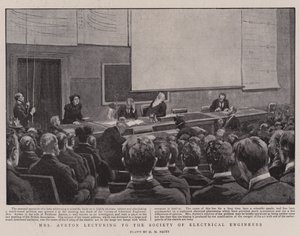 Fru Ayrton holder foredrag for Society of Electrical Engineers af Henry Marriott Paget
