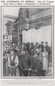 Sinking of The Titanic, scenen uden for White Star-kontorerne i Southampton af Henry Marriott Paget