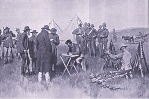 Sværger neutralitetens ed, illustration fra After Pretoria: The Guerilla War, 1902 af Henry Marriott Paget