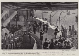 Kongen og Dronningen af Italien på Sardinien, et kongeligt besøg hos HMS Majestic af Henry Marriott Paget