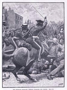 Peterloo-massakren: Husarer angriber folket AD 1819 af Henry Marriott Paget