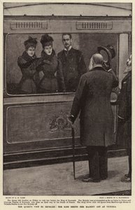 Dronningens besøg i Danmark, kongen tager afsked med Hendes Majestæt i Victoria af Henry Marriott Paget