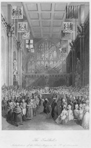 The Guildhall. Indsættelse af overborgmesteren den 8. november c1841 af Henry Melville