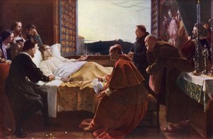 De sidste øjeblikke af Raphael (farve litho)