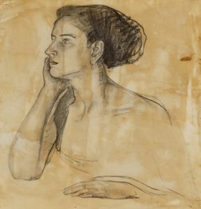 Studie til portræt af fru Atherton Curtis af Henry Ossawa Tanner