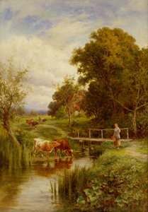 Across the Stream, Midgham, Berkshire (olie på lærred)