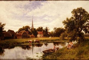 Landskab med gård og kvæg af Henry Parker