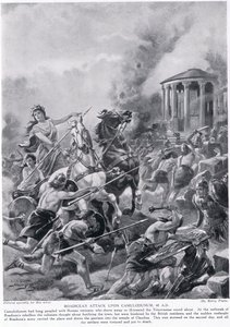 Boadiceas angreb på Camulodunum, illustration fra 