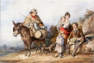 Milk Boy med familiegruppe, omkring 1840 (akvarel og gouache)