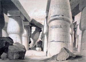 Interiør af den store sal i Karnac, Egypten, 1845