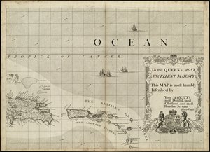 Et kort over det britiske imperium i Amerika med de franske og spanske bosættelser ved siden af af Henry Popple