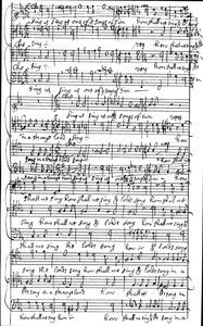 Autografmanuskript af partituret til Salme 137 Hvordan skal vi synge Herrens sang i et fremmed land, før 1683 af Henry Purcell