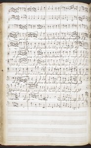 R.M.20.h.8 f.56v Autografmanuskript af hymner, velkomstsange og solosange, ca. 1680-90 (blæk på papir) af Henry Purcell