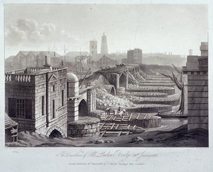 London Bridge old, London, 1832