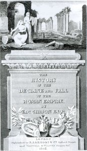 Titelbladet til "The History of the Decline and Fall of the Roman Empire" af Edward Gibbon, bind 1, 1808