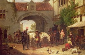 Scene uden for en kro i Holland af Henry Richard Graves