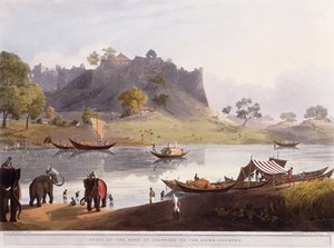 Ruinerne af havnen ved Juanpore ved floden Goomtee, 1824