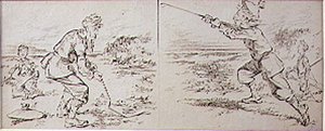 The Golfer Disturbed by a Windy Blast, illustration fra 