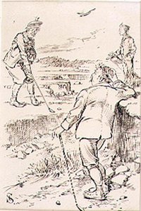 Den vindende golfspiller, illustration fra tidsskriftet "Graphic", udg. ca. 1870 (litografi) af Henry Sandercock