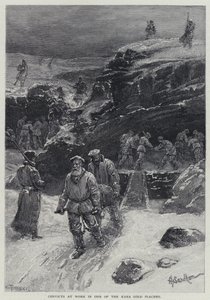 Fanger på arbejde i en af Kara-guldplaceringerne (litho)