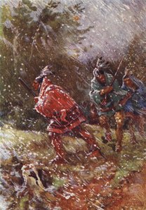 På krigsstien om vinteren (farve litho) af Henry Sandham
