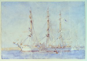 Det franske skib Marecual de Cashes [Mareschal de Cashes] ved Falmouth juli 1914, begyndelsen af det 20. århundrede (akvarel) af Henry Scott Tuke