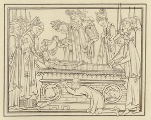Begravelse af Edward The Confessor, omkring midten af det 13. århundrede af Henry Shaw