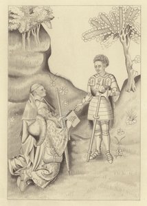 John Lydgate, der præsenterer sin bog for jarlen af Salisbury af Henry Shaw