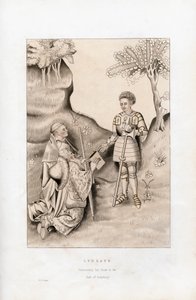 Lydgate præsenterer sin bog for jarlen af Salisbury, 1426, 1843. af Henry Shaw
