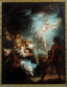 Den hjemsøgte skov. Maleri af Henry Singleton (1766 - 1839).