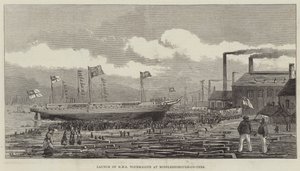 Lancering af HMS Tourmaline på Middlesborough-on-Tees af Henry Spernon Tozer