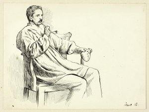Siddende mand ryger pibe af Henry Stacy Marks